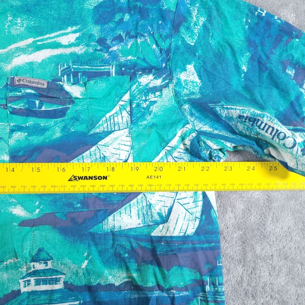 Columbia Shirt Mens Large Rapid Rivers Blue Green Sailboat‎ Lighthouse Print - Picture 5 of 8